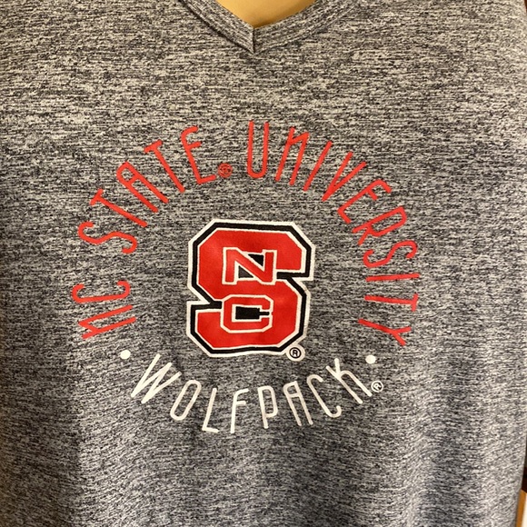 NC University heather gray v neck tank with keyhole & crisscross accent … - Picture 2 of 10